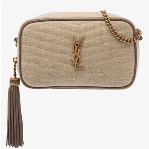 SAINT LAURENT MINI MONOGRAM LOU BAG, TAUPE
